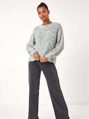 Roman Green Melange Texture Knit Jumper - Image 4 of 5