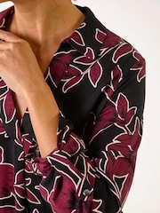 Roman Purple Floral Print V-Neck Collar Top - Image 5 of 5