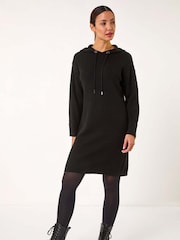 Roman Black Hooded Knit Dress - Image 1 of 5