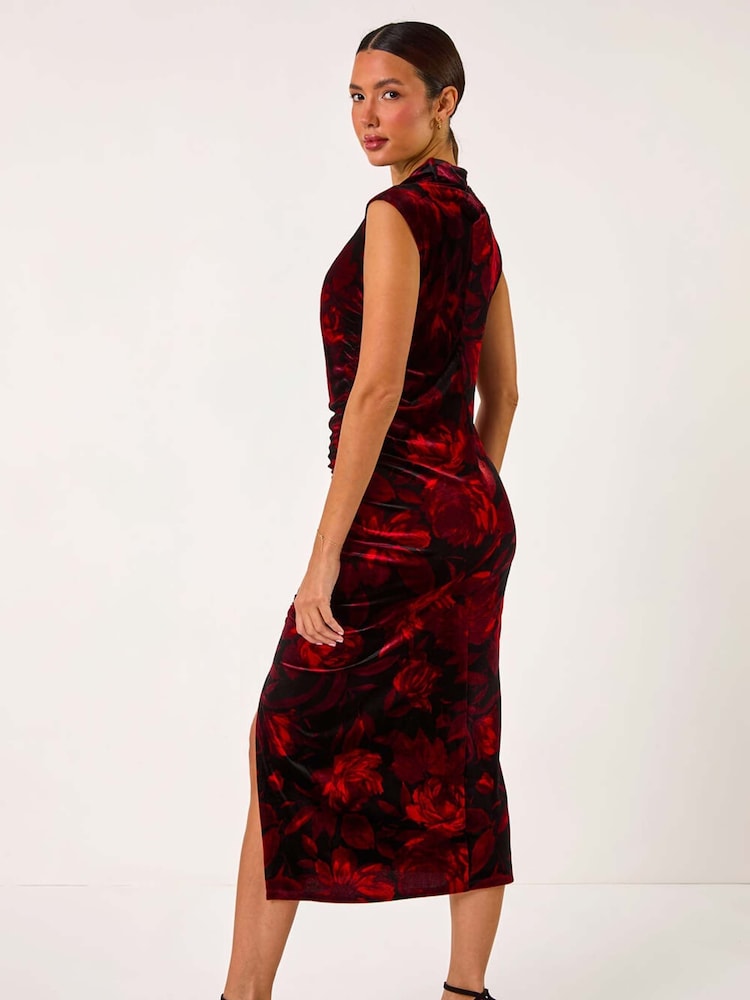 white christmas dresses Floral Velvet Burnout Midi Dress – Penelope The Label main image 1