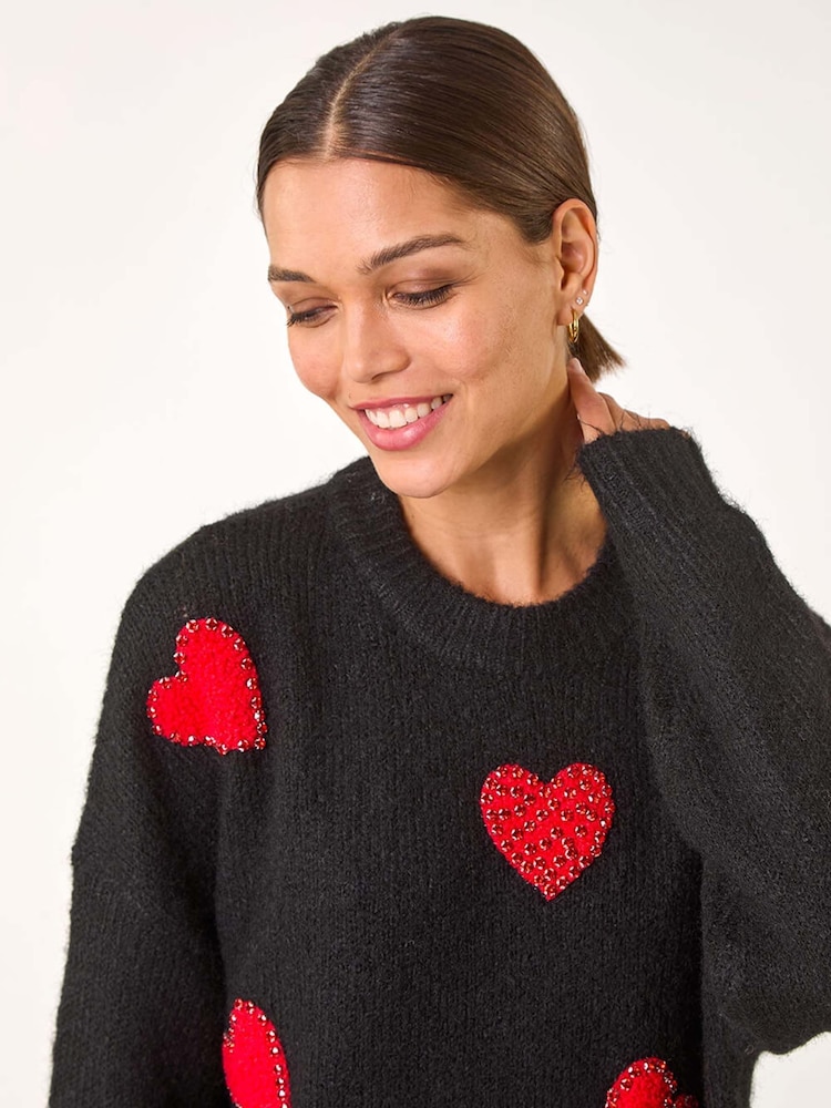 Roman Black Heart Detail Knit Jumper - Image 2 of 5