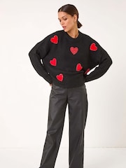 Roman Black Heart Detail Knit Jumper - Image 3 of 5