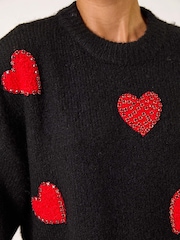 Roman Black Heart Detail Knit Jumper - Image 5 of 5