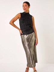 Roman Metallic Bias Cut Midi Skirt - Image 2 of 5