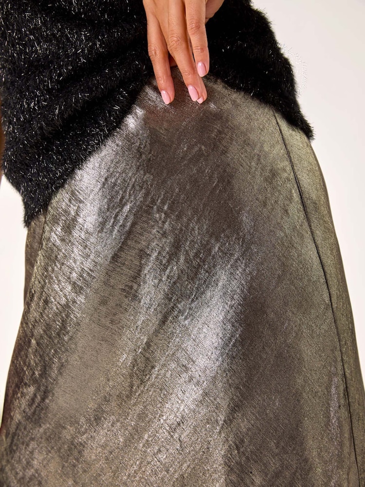 Roman Metallic Bias Cut Midi Skirt - Image 5 of 5