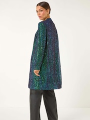 Roman Green Longline Sequin Stretch Jacket - Image 3 of 5