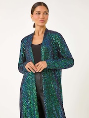 Roman Green Longline Sequin Stretch Jacket - Image 4 of 5