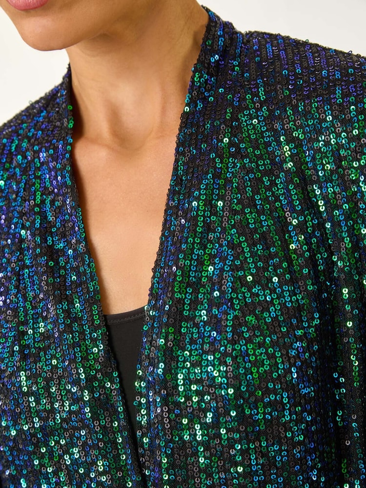 Roman Green Longline Sequin Stretch Jacket - Image 5 of 5