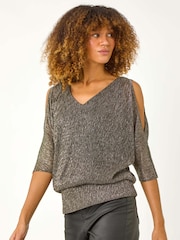 Roman Metallic Plisse Banded Hem Top - Image 4 of 5