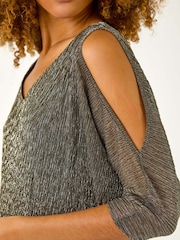 Roman Metallic Plisse Banded Hem Top - Image 5 of 5