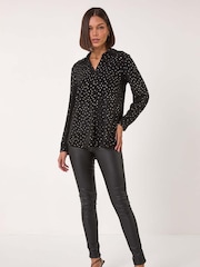 Roman Stretch-Top mit Herz-Print und Folienkragen - Bild 3 von 5