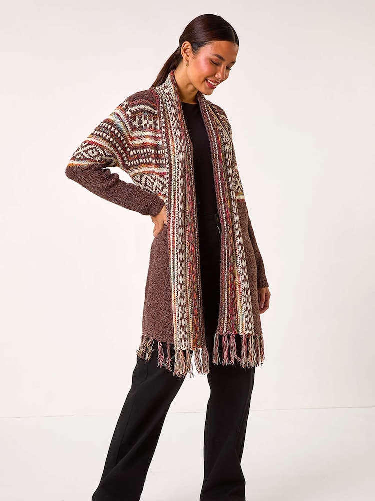 Roman Patterned Fringe Hem Cardigan - Imagen 2 de 5 Roman Patterned Fringe Hem Cardigan - Imagen 2 de 5