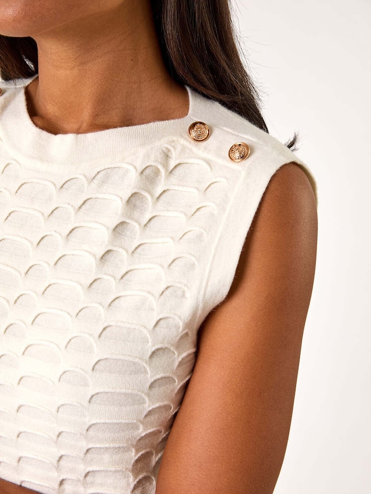 Roman White Open Knit Dresses - Image 5 of 5