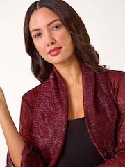 Roman Red Metallic Plisse Jersey Bolero - Image 4 of 5