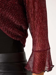 Roman Red Metallic Plisse Jersey Bolero - Image 5 of 5