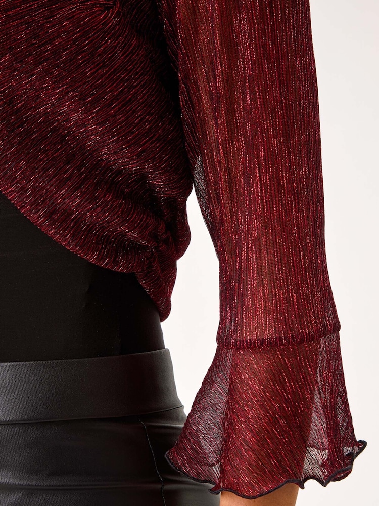 Roman Red Metallic Plisse Jersey Bolero - Image 5 of 5 Roman Red Metallic Plisse Jersey Bolero - Image 5 of 5