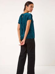 Roman Green Glitter Velvet Stretch Top - Image 3 of 5