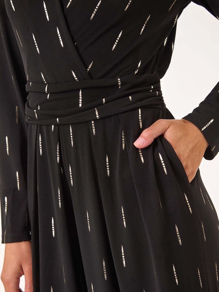 Roman Foil Print V-Neck Stretch Jumpsuit - Imagen 5 de 5 Roman Foil Print V-Neck Stretch Jumpsuit - Imagen 5 de 5