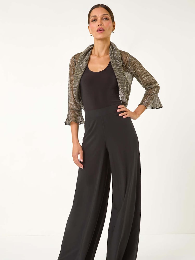Roman Metallic Plisse Sequin Bolero - Image 2 of 5