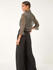 Roman Metallic Plisse Sequin Bolero - Image 3 of 5