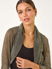 Roman Metallic Plisse Sequin Bolero - Image 4 of 5