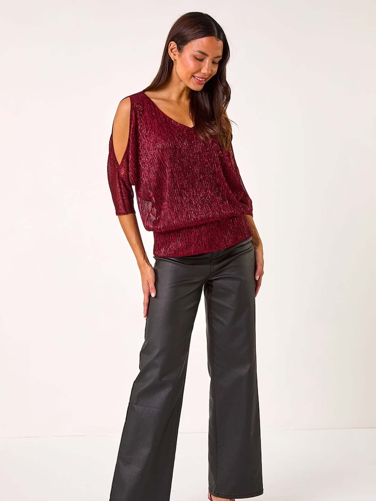 Roman Red Plisse Banded Hem Top - Image 2 of 5 Roman Red Plisse Banded Hem Top - Image 2 of 5