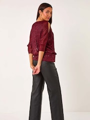 Roman Red Plisse Banded Hem Top - Image 3 of 5