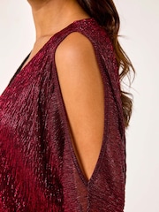 Roman Red Plisse Banded Hem Top - Image 5 of 5