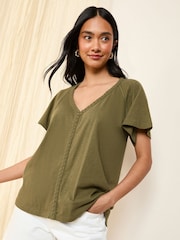 Verde caqui - Friends Like These Short Sleeve Plait Trim Tunic - Imagen 1 de 4