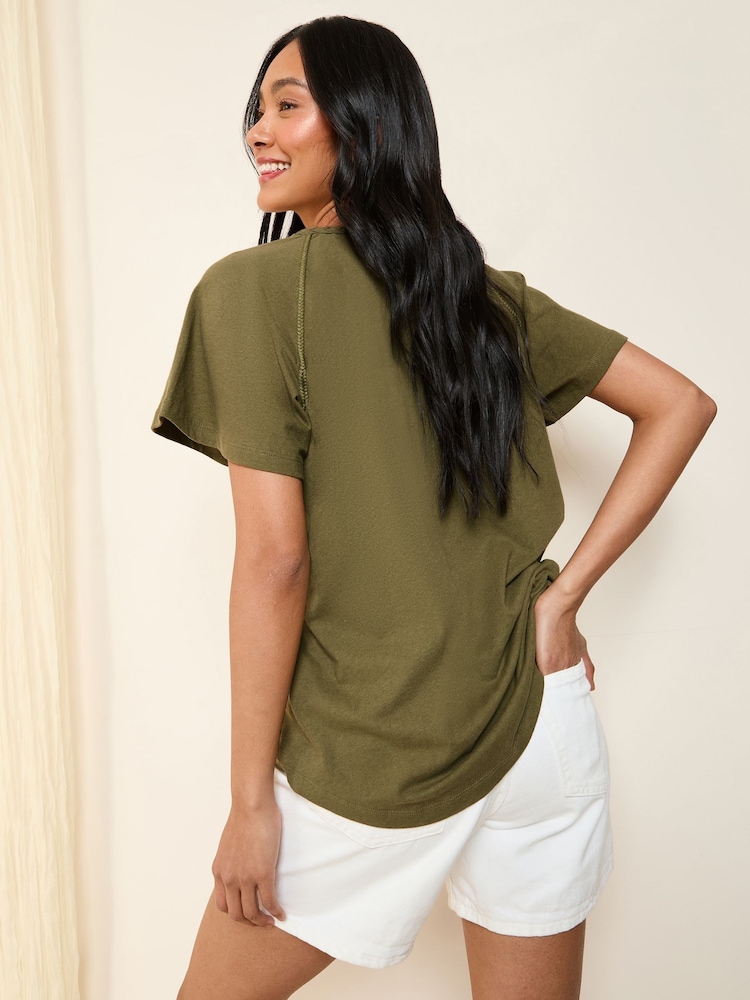 Verde caqui - Friends Like These Short Sleeve Plait Trim Tunic - Imagen 4 de 4