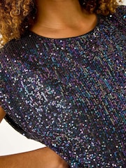Roman Purple Sequin Tunic Stretch Top - Image 5 of 5