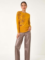 Roman Yellow Sequin Floral Print Knit Jumper - Image 2 of 5