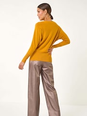 Roman Yellow Sequin Floral Print Knit Jumper - Image 3 of 5