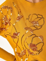 Roman Yellow Sequin Floral Print Knit Jumper - Image 5 of 5