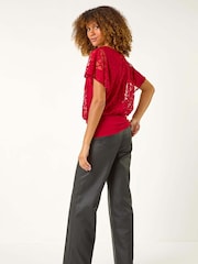 Roman Red Rose Burnout Bubble Hem Top - Image 3 of 5