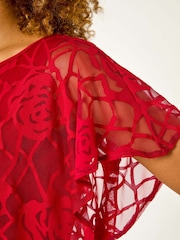 Roman Red Rose Burnout Bubble Hem Top - Image 5 of 5