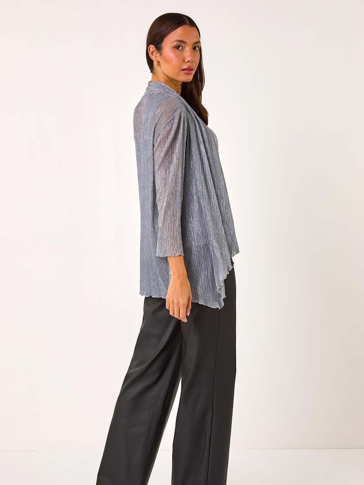 Roman Metallic Plisse Spot Print Metallic Foil Kimono - Image 3 of 5