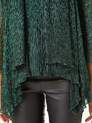 Roman Green Plisse Spot Print Metallic Foil Kimono - Image 5 of 5