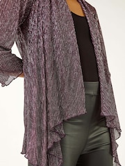 Roman Pink Plisse Spot Print Metallic Foil Kimono - Image 5 of 5