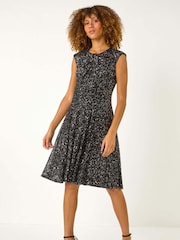Roman Black Sequin Twist Front Stretch Dress - Image 1 of 5