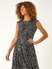 Roman Black Sequin Twist Front Stretch Dress - Image 2 of 5