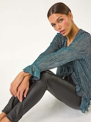 Roman Plisse Print Front Frill Top - Image 1 of 5
