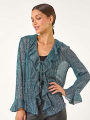 Roman Plisse Print Front Frill Top - Image 4 of 5