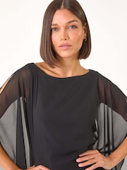 Roman Black Sequin Hem Contrast Top - Image 4 of 5
