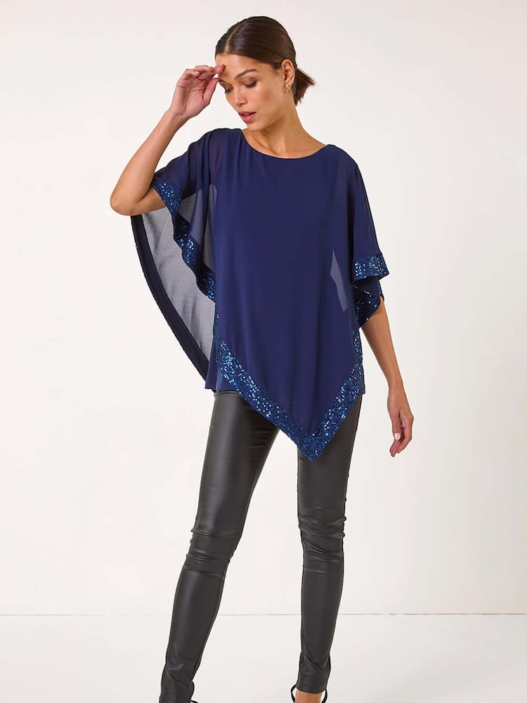 Azul - Roman Sequin Hem Overlay Stretch Top - Imagen 1 de 5 Azul - Roman Sequin Hem Overlay Stretch Top - Imagen 1 de 5