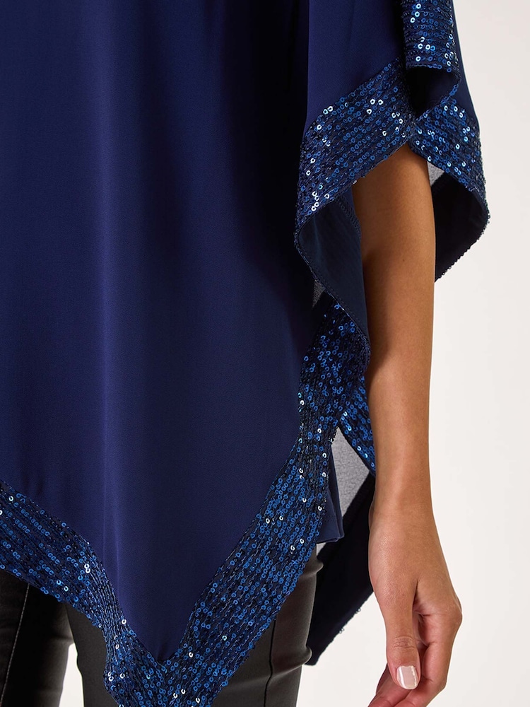 Azul - Roman Sequin Hem Overlay Stretch Top - Imagen 5 de 5 Azul - Roman Sequin Hem Overlay Stretch Top - Imagen 5 de 5