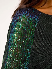 Roman Green Sequin Detail Stretch Tunic Top - Image 5 of 5
