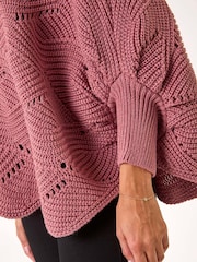 Roman Pink Pointelle Detail Knit Poncho - Image 5 of 5