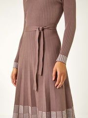 Roman Purple Ribbed Stretch Knit Border Print Dress - Image 5 of 5