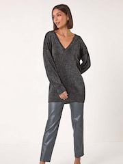 Roman Black Relaxed Shimmer Jumper - Image 1 of 5